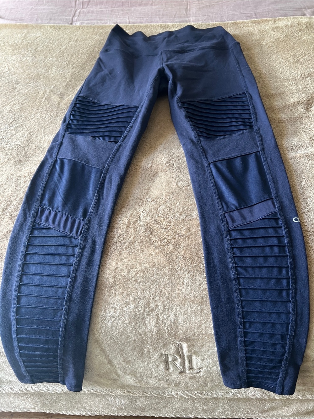 ALO Yoga Navy Ribbed Panel Performance Leggings